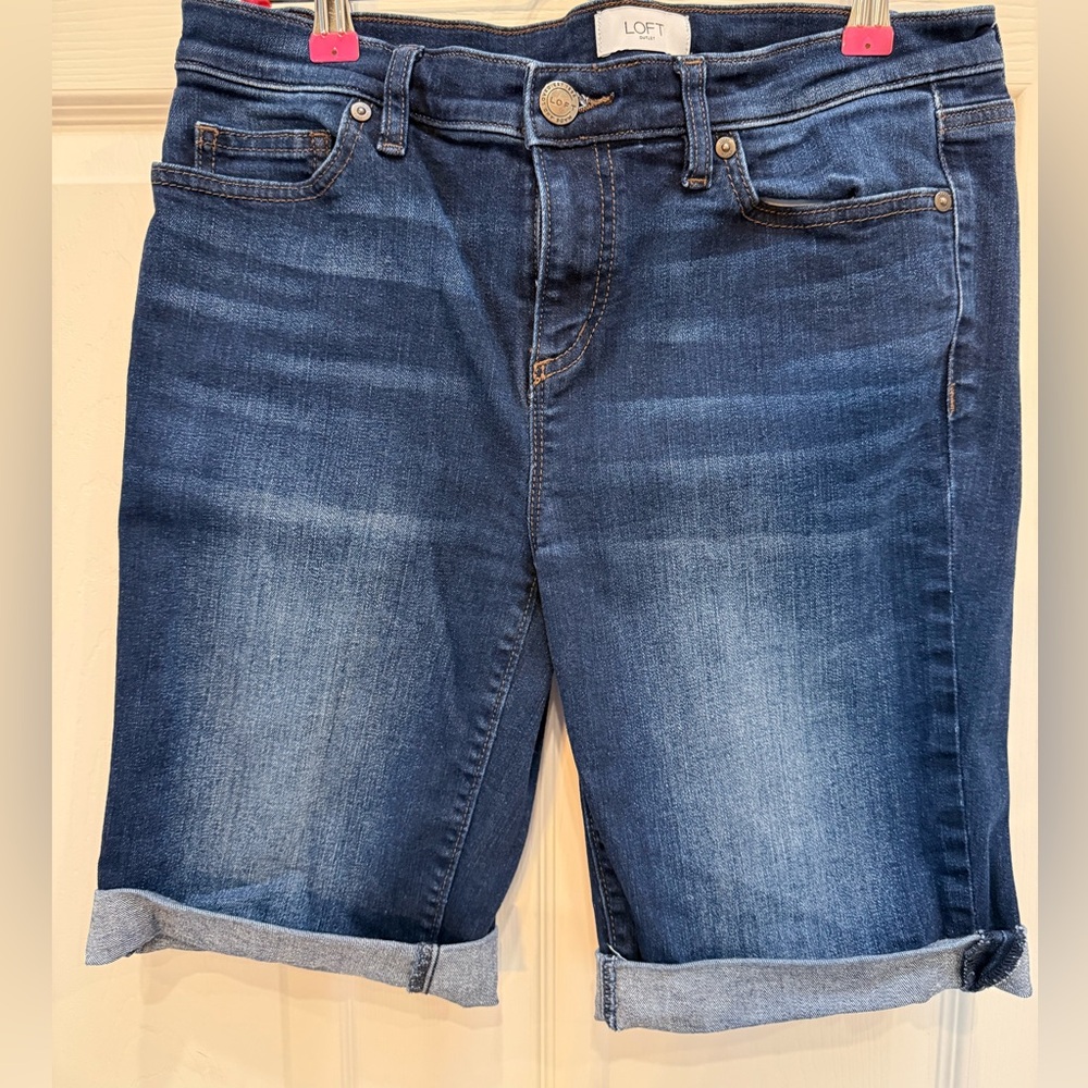 LOFT Dark Blue Denim Bermuda Shorts